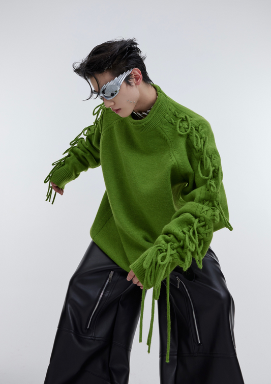 "ArguE CulturE" Deconstructed Tassel Pleated Knitted Sweater