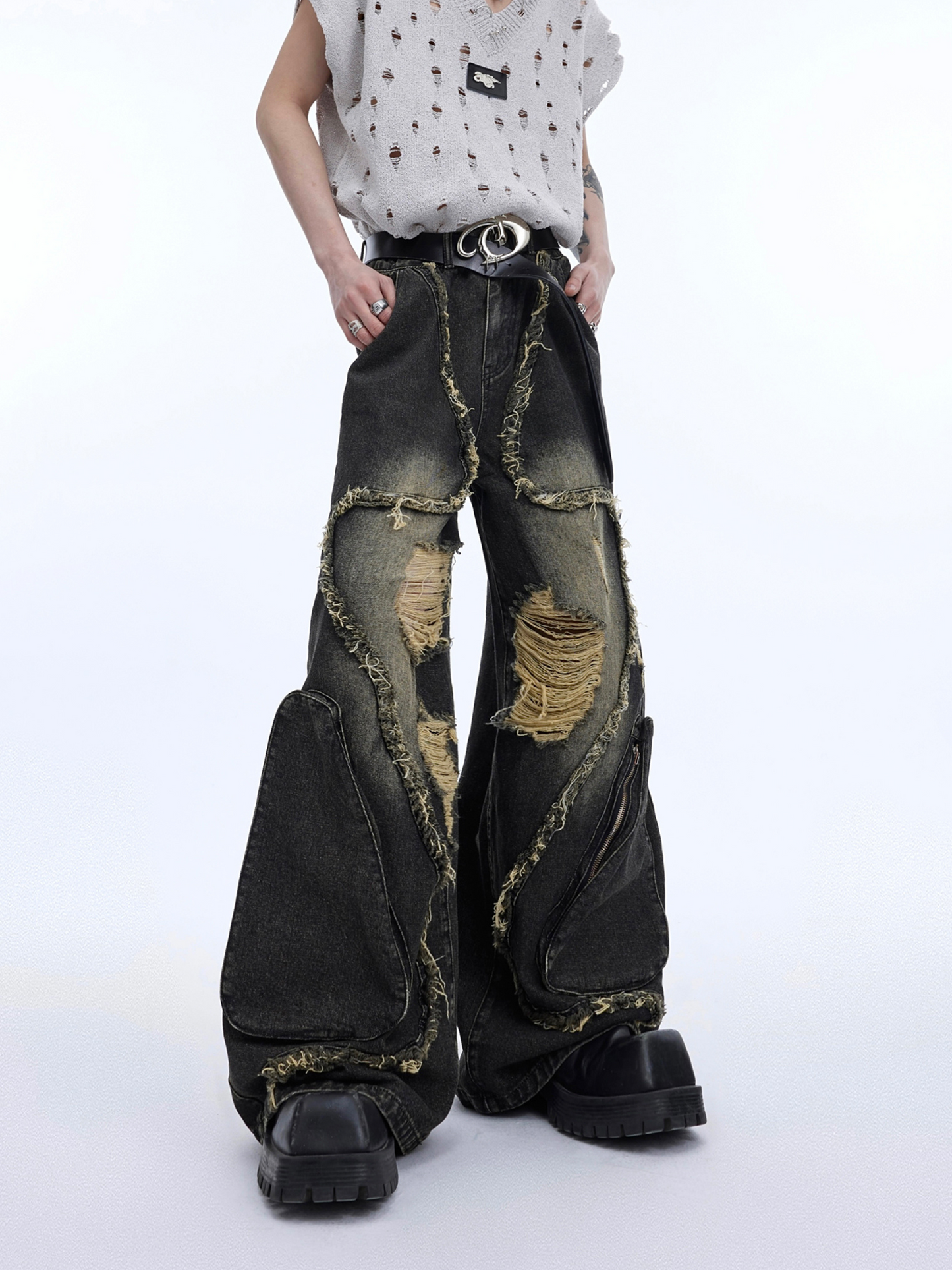 "ArguE CulturE" Retro Distressed Heavy Tasseled Jeans