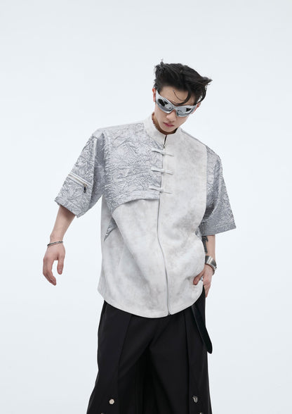 "ArguE CulturE" Padded Shoulder Short Sleeve Loose T-shirt