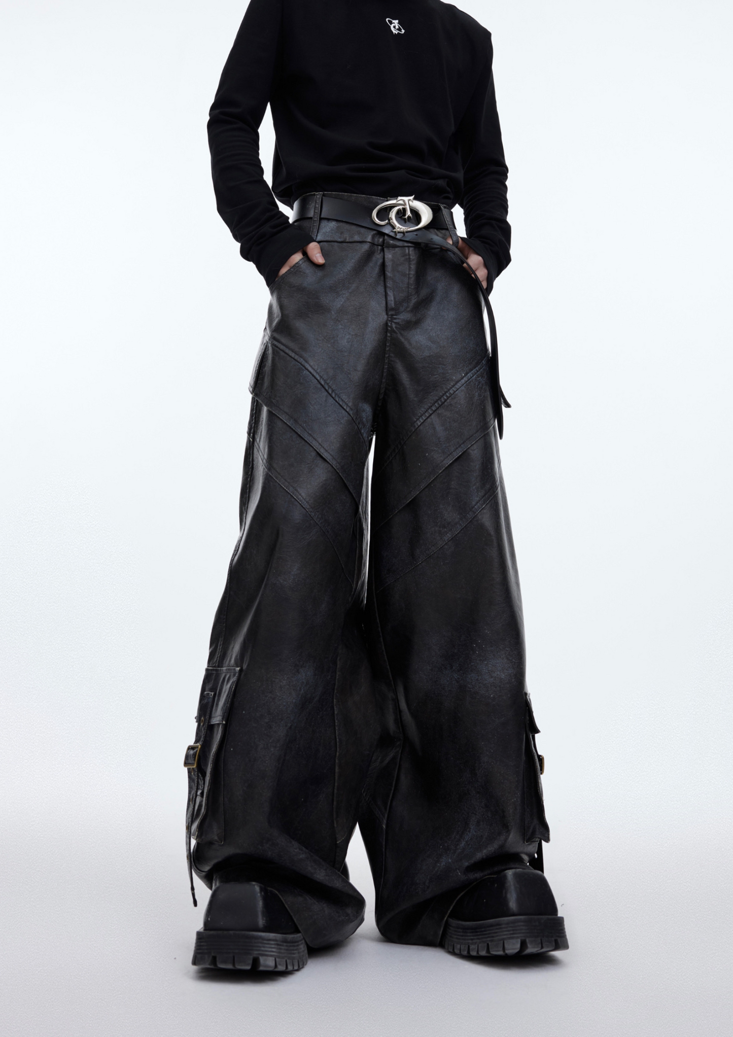 "ArguE CulturE" Three-Dimensional PU Leather Pants