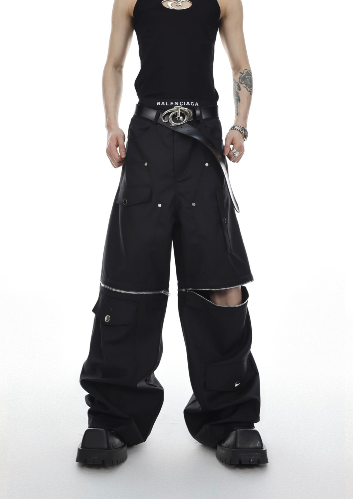 "ArguE CulturE" Detachable Wide-Leg Pants