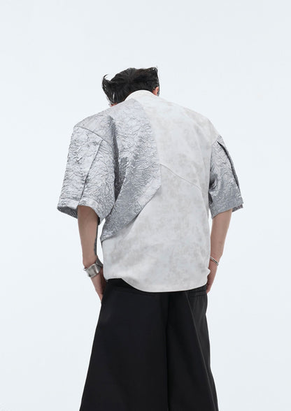 "ArguE CulturE" Padded Shoulder Short Sleeve Loose T-shirt