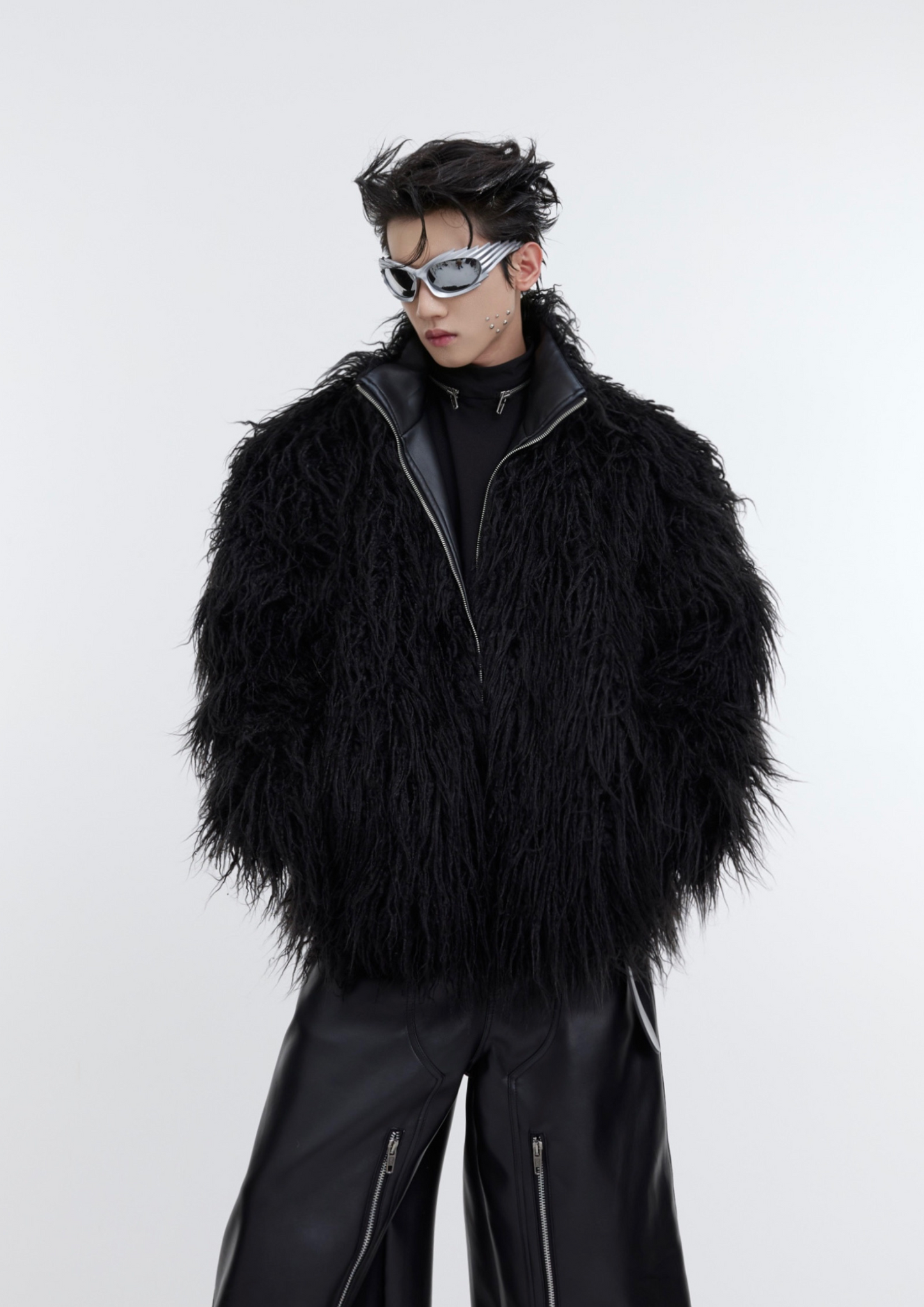 "ArguE CulturE" Anti-Mink Corrugated Long Fur Jacket