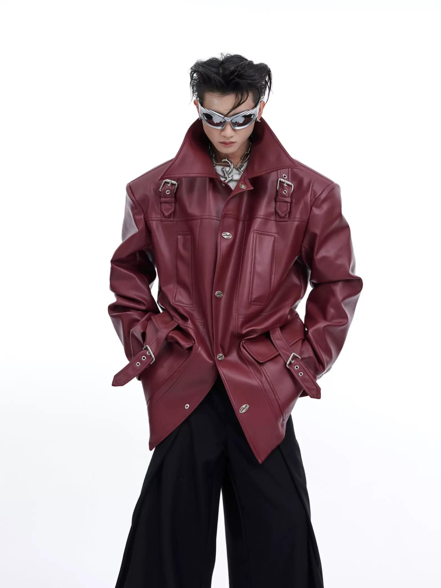 "ArguE CulturE" Three-Dimensional Silhouette Leather Jacket