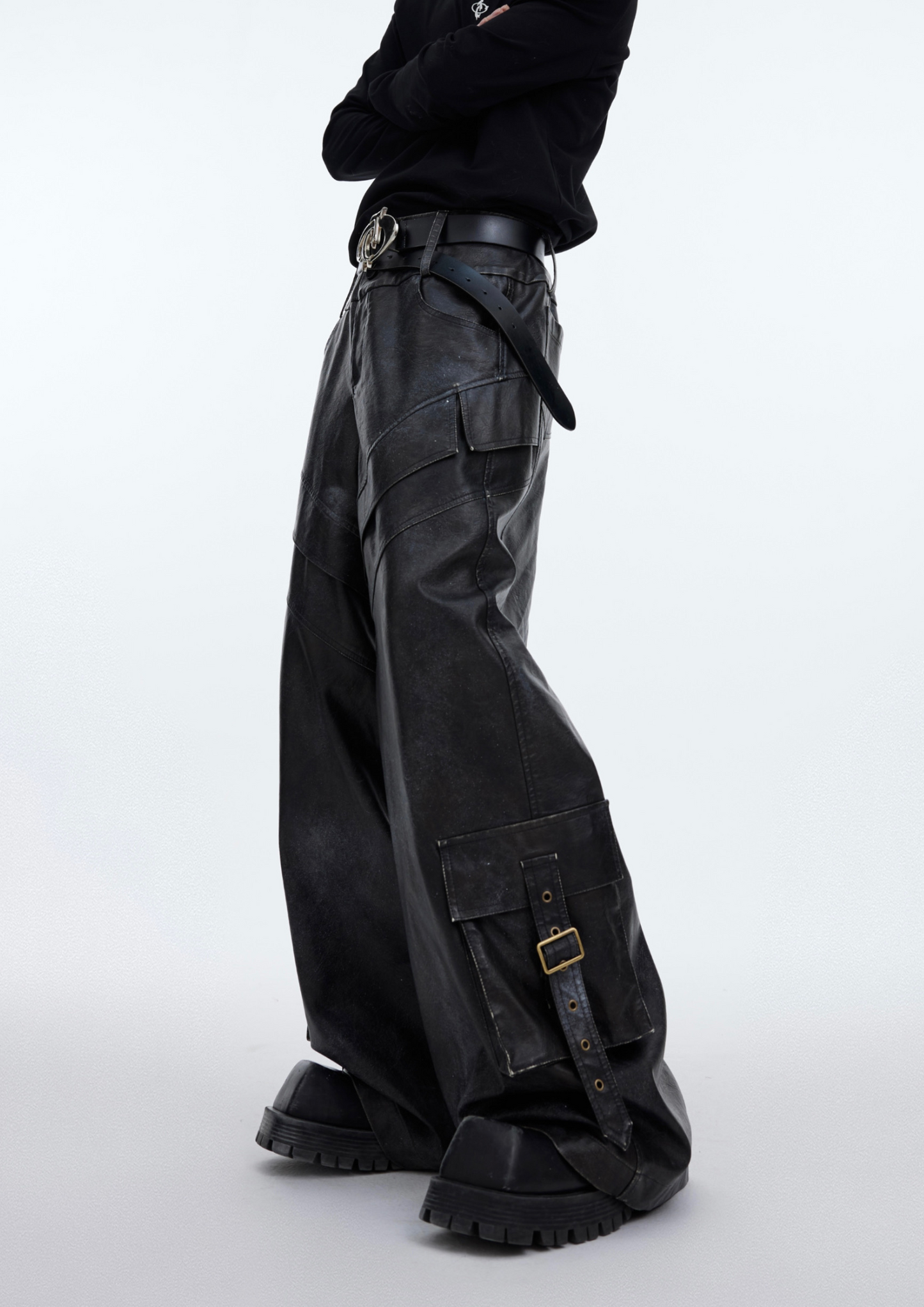 "ArguE CulturE" Three-Dimensional PU Leather Pants