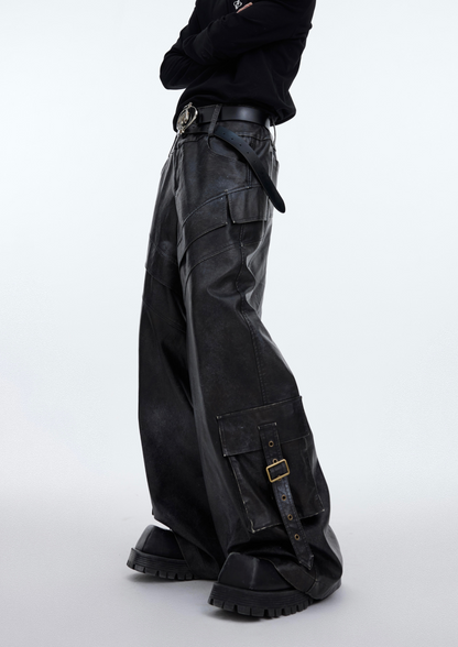 "ArguE CulturE" Three-Dimensional PU Leather Pants