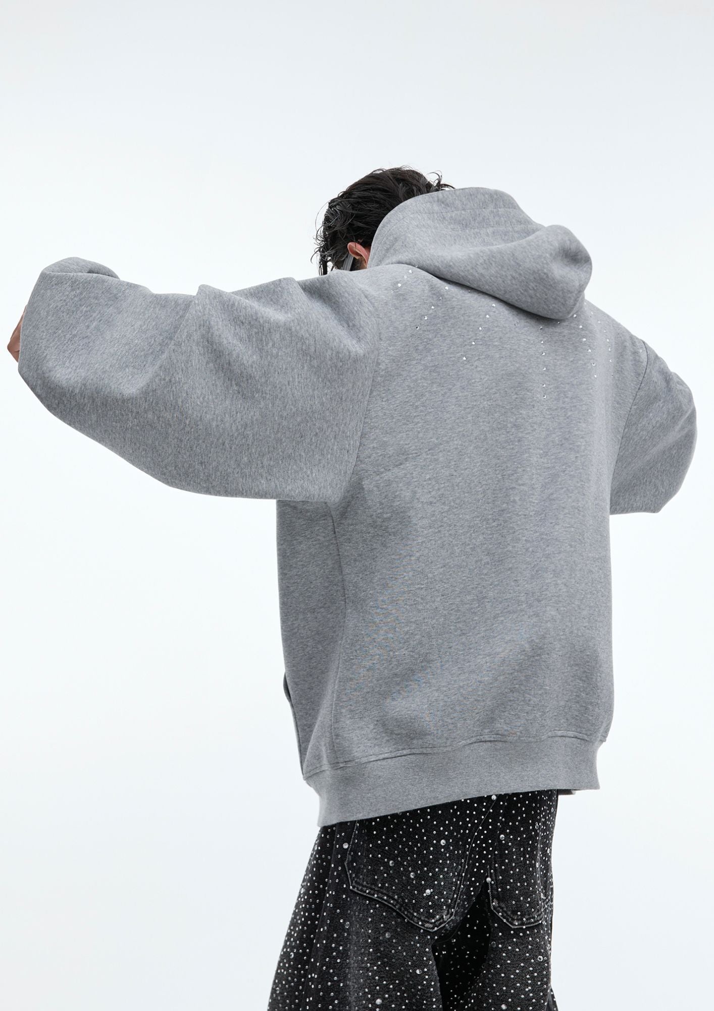 "ArguE CulturE" Rhinestone Detachable Tie Hooded Sweater