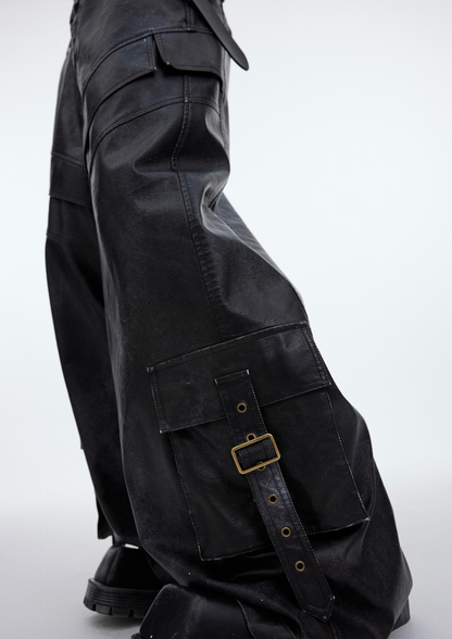 "ArguE CulturE" Three-Dimensional PU Leather Pants