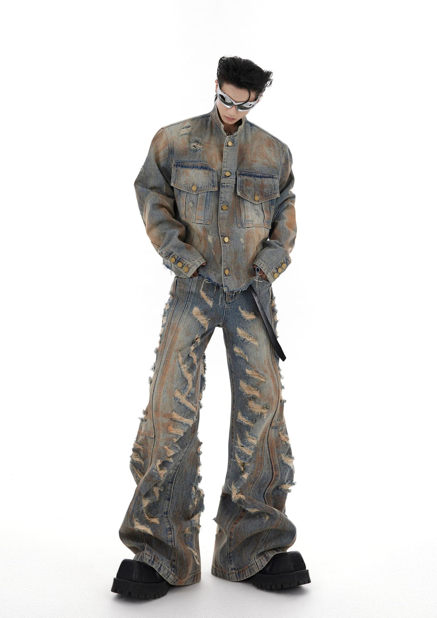 "ArguE CulturE" Tattered Denim Oversized Suit