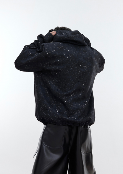 "ArguE CulturE" Glittered Double-Layer Collar Hoodie