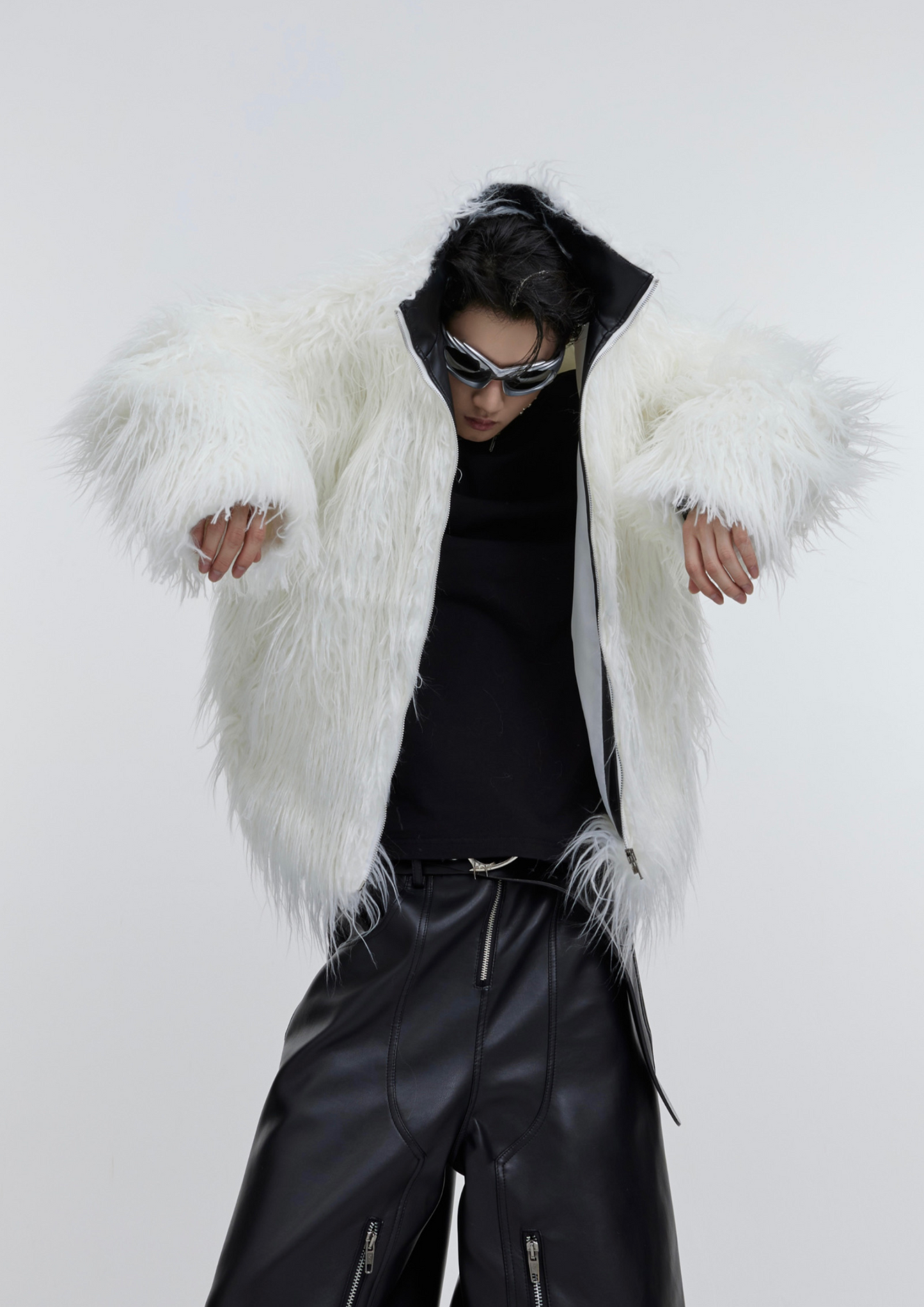 "ArguE CulturE" Anti-Mink Corrugated Long Fur Jacket