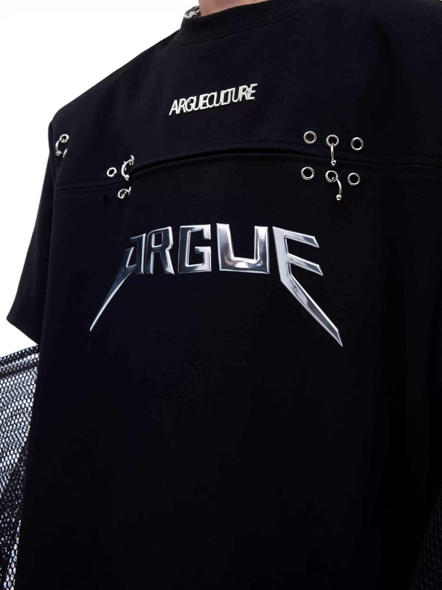 "ArguE CulturE" Fake Mesh Sleeves Tees