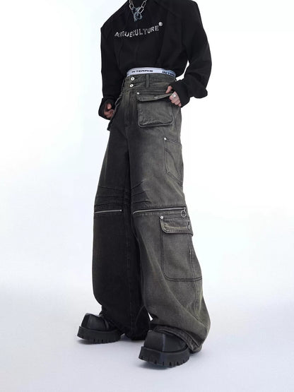 "ArguE CulturE" Split Pleated Loose Wide-Leg Pants