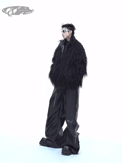 "ArguE CulturE" Anti-Mink Corrugated Long Fur Jacket