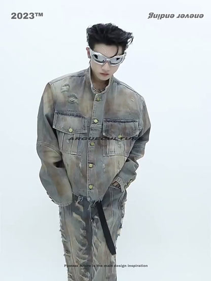 "ArguE CulturE" Tattered Denim Oversized Suit