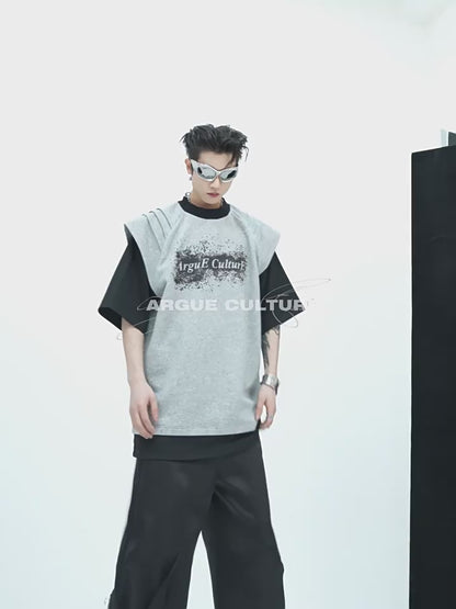 "ArguE CulturE" Shoulder Sword Splash Ink Oversized Tees