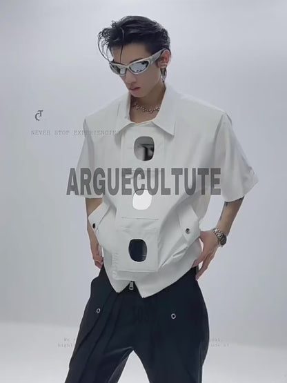 "ArguE CulturE" Deconstructed Loose Short Sleeved Jacket