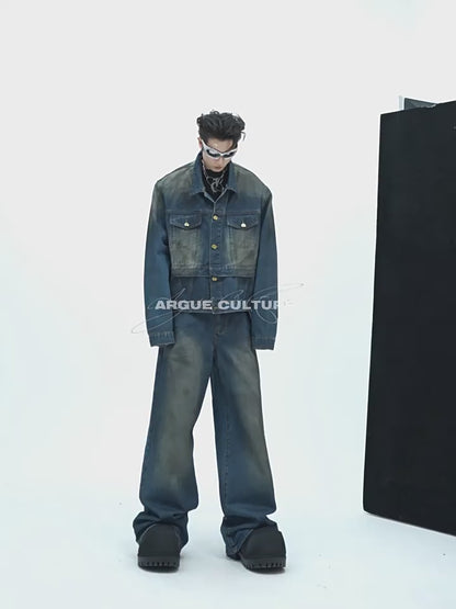 "ArguE CulturE" Double-Layer Retro Denim Suit